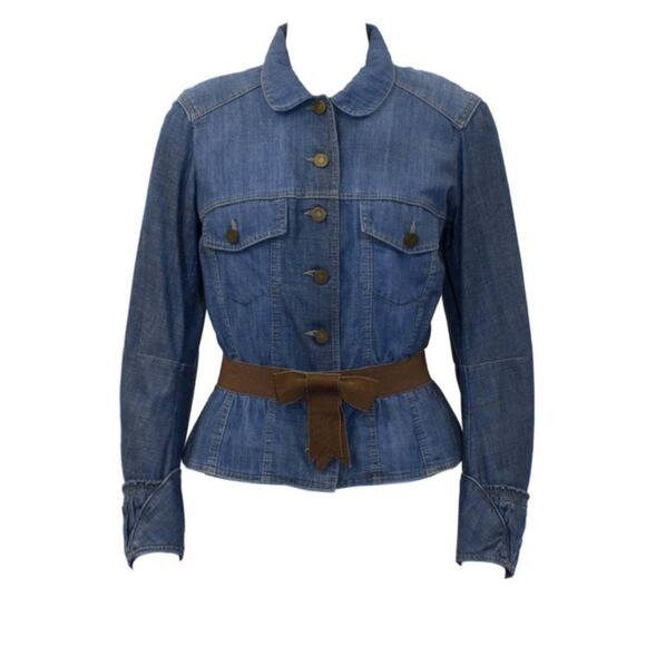Alexander McQueen Jackets & Blazers - Alexander McQueen 00s jean jacket womens size 46 large medium denim bow y2k blue